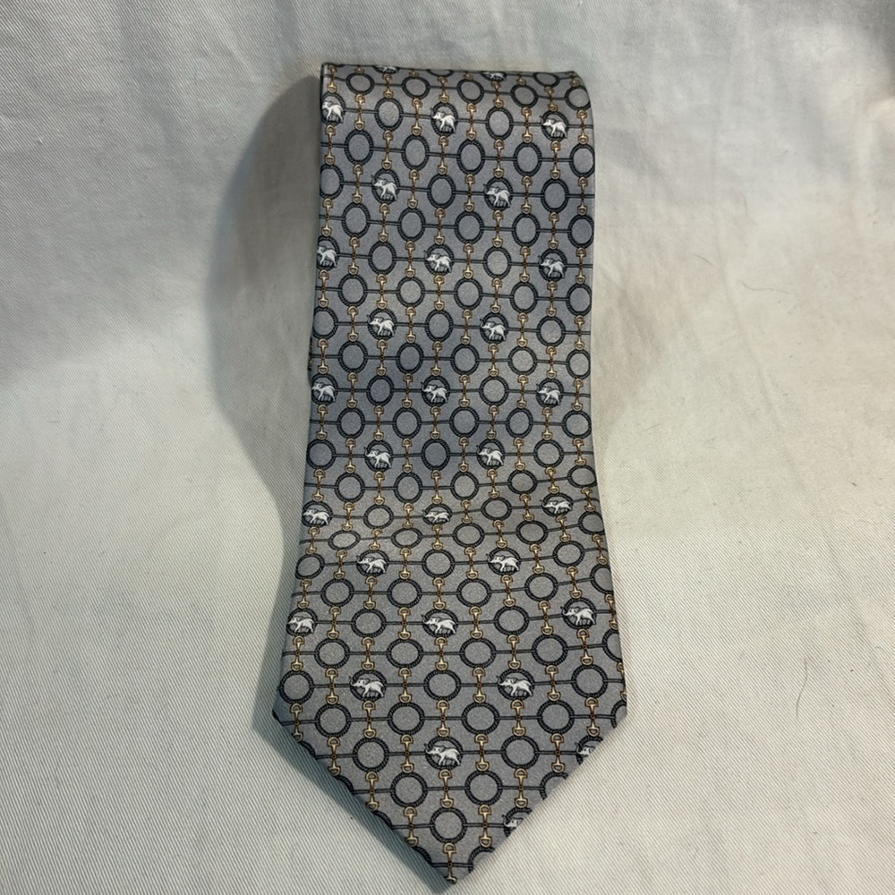 Vintage Thai Silk Handmade Silk Tie Bit & Bridle with Elephant Necktie 4”
